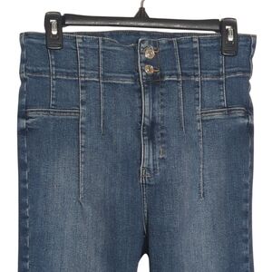 Free People Dark Wash High Rise Jeans Double Button Normcore Tapered Casual Y2K